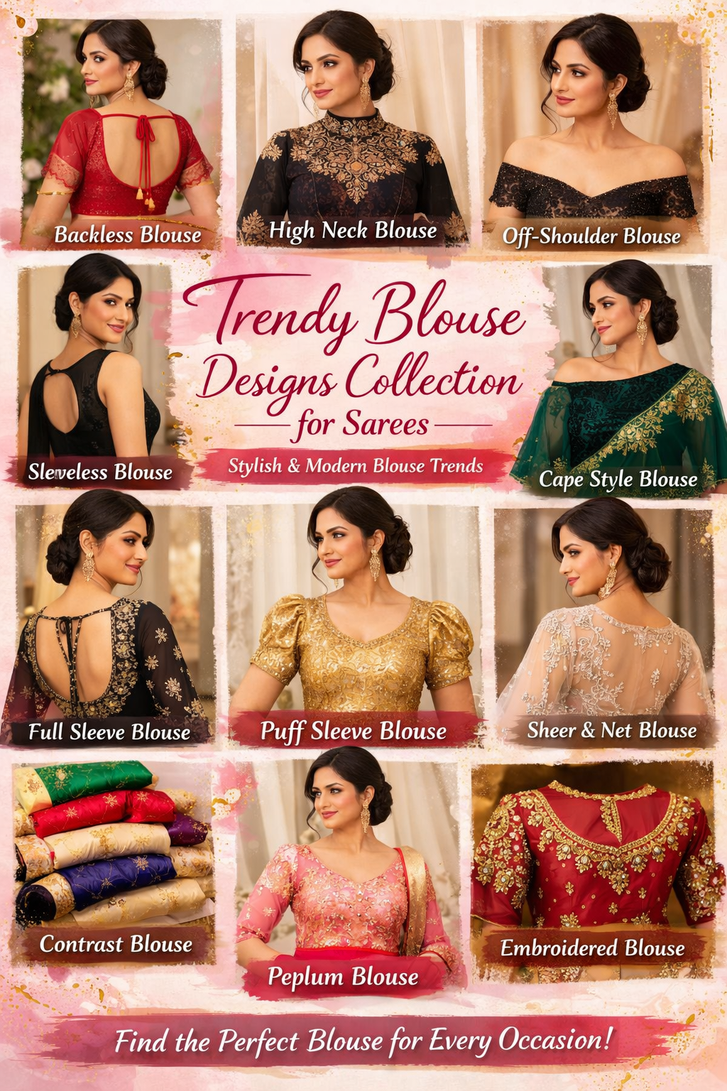 Trendy Blouse Designs Collection for Sarees